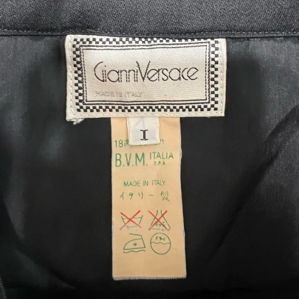 Vintage Gianni Versace Black Wool Wrap Mini Skirt XS Made in Italy Asymmetrical
